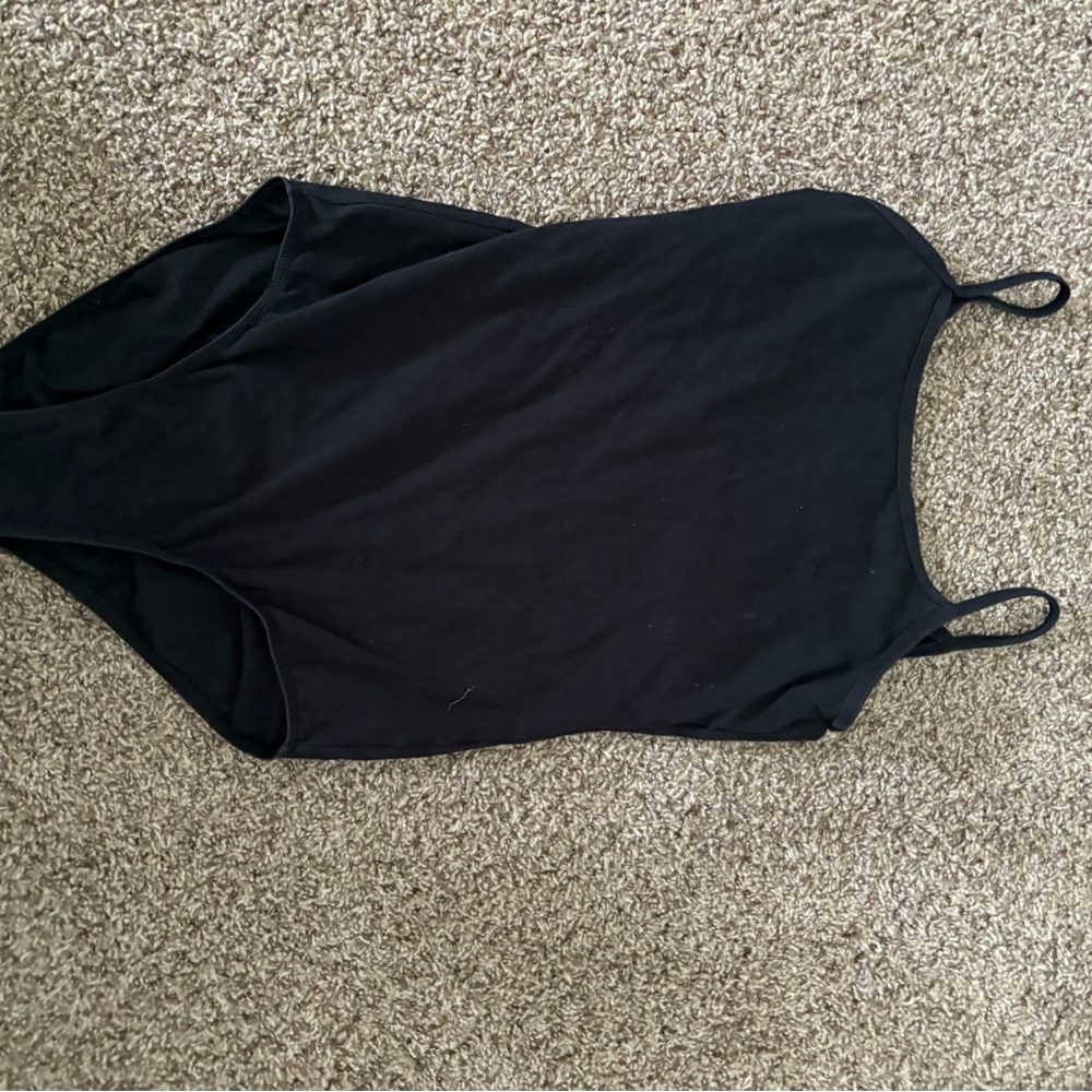 Danz N Motion Women's Black Spaghetti Strap Shelf Bra Leotard